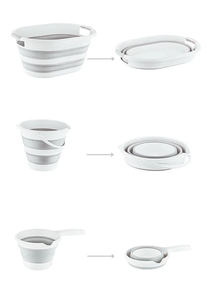 4’lü Katlanabilir Çamaşır Sepeti Seti – 80 Litre Kirli Sepeti, Sele, Su Kovası ve Maşrapa - 3