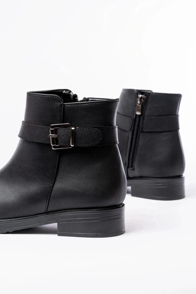 165-204/1 Siyah Toka Aksesuarlı Fermuarlı Günlük Kadın Bot - Resim 5