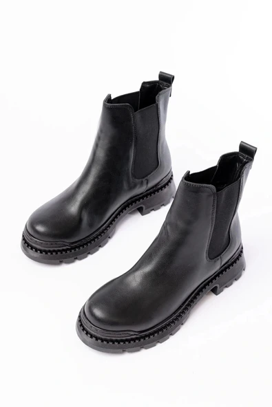 2051-2137 Siyah Lastikli Günlük Kadın Bot - Resim 3