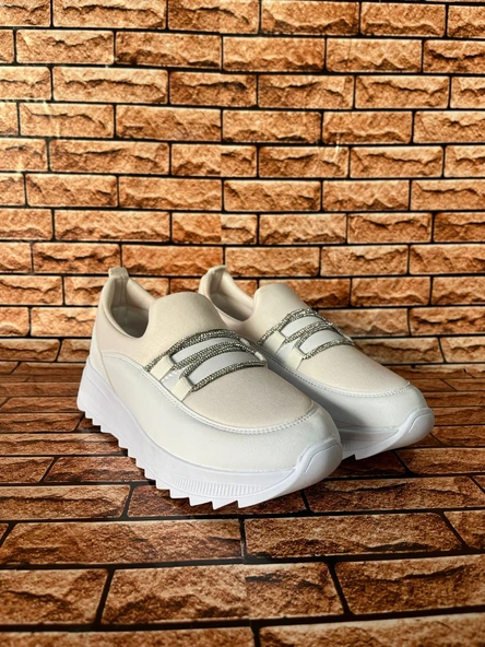 HAFİF TABAN BEYAZ TAŞLI KADIN SPOR - Resim 2