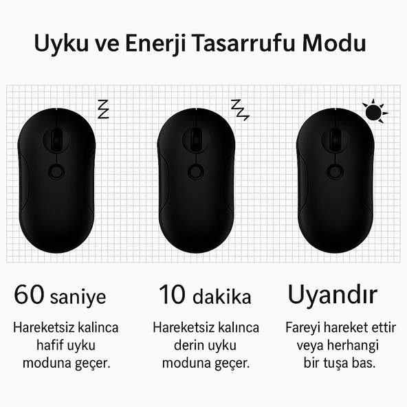 NRT180 Şarj Edilebilir Sessiz Bluetooth Kablosuz Mouse  2.4 GHz, Uzun Pil Ömrü, İnce Tasarım - 4