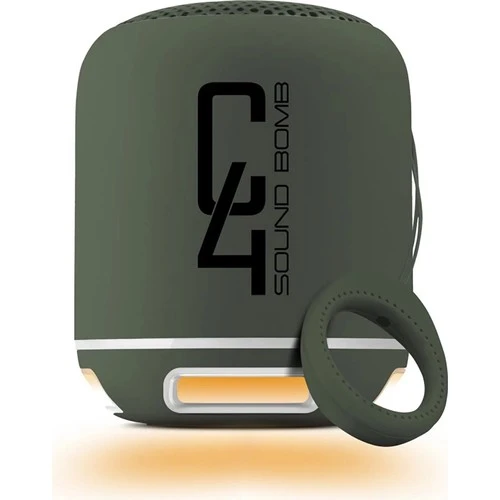 Powewray Yeşil C4 Taşınabilir Bluetooth Hoparlör Ses Bombası Sese Duyarlı Led Işık