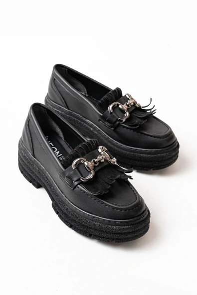 749-750 Siyah Tokalı Günlük Yüksek Tabanlı Loafer Ayakkabı ürün görseli 1