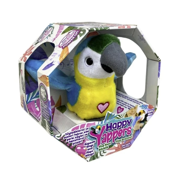 Peluş Ses Tekrarlı Hayvan Bileklik Aksesuar - Sarı Papağan - 2