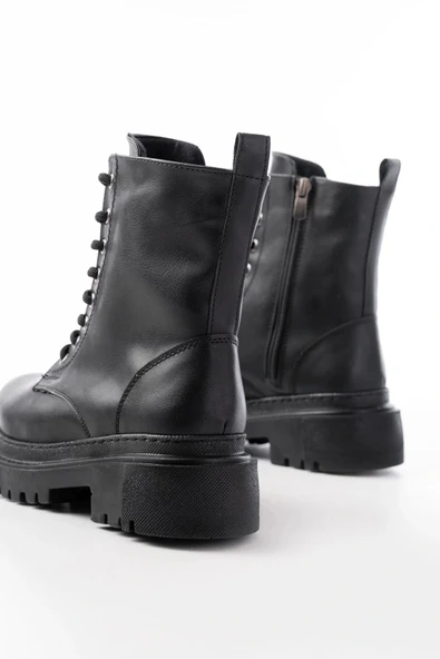 812-356 Siyah Bağcıklı Fermuarlı Günlük Kadın Bot - Resim 5