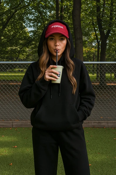 Kadın Kapüşonlu Cepli Sweatshirt - Resim 2