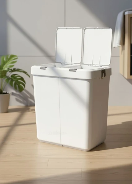 4’lü Katlanabilir Çamaşır Sepeti Seti – 80 Litre Kirli Sepeti, Sele, Su Kovası ve Maşrapa - 2