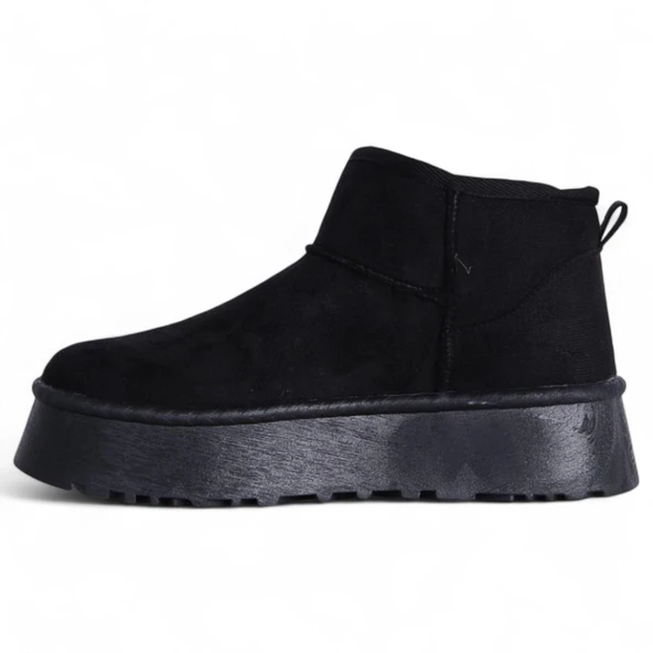 Skuaıter Tinsa Siyah Kadın İçi Kürklü Düz Bot - Resim 3