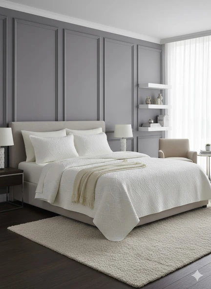 TAYTÜYÜ NUBUK YATAK ÖRTÜSÜ ÇİFT KİŞİLİK TOSKANA EKRU ürün görseli