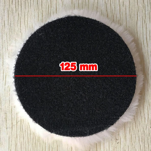 ( 1 Adet ) Koyun Postu Pedi Ø 125 mm Pasta Cila Polisaj Süngeri Cırt Tabanlı Kuzu Postu Yünü Keçesi Parlatma - Resim 5