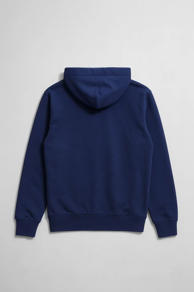 Erkek Fermuarlı Kapüşonlu Cepli İndigo Sweatshirt - 3
