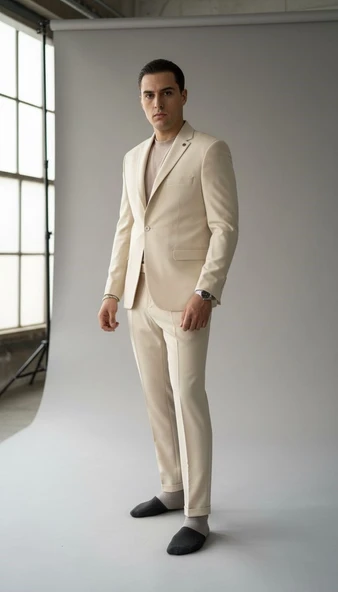 Erkek  Tek Düğme Slim Fit Takım Elbise - Şık Ofis ve Davet Kombini ürün görseli