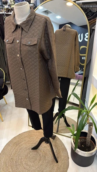 İnvee Kapitone vizon Ceket 6827 - Resim 4