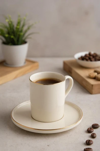 Bambum Dante - 6 Kişilik Kahve Fincan Takımı Altın - Resim 2