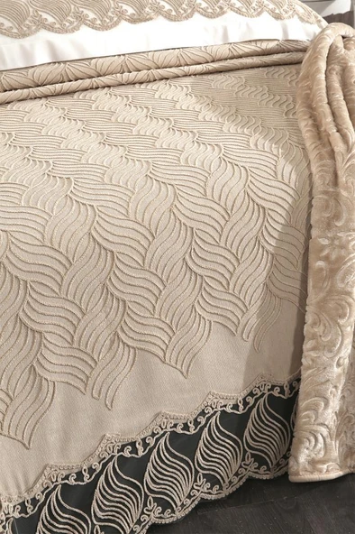 Çeyiz Diyarı Anka 10 Parça Battaniyeli Çeyiz Seti Bej - Resim 2