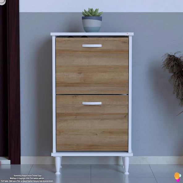 Modilayn UMAY Asma Kapı Önü 52x90x26 cm’ lik 2 Düşer Kapak 4 Göz Bölmeli Ayakkabılık - Resim 4