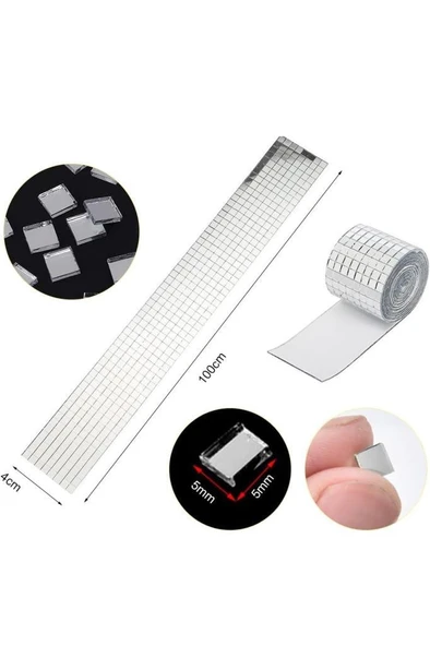 Disko Topu Yapma 4 Rulo Gümüş Aynalı Mozaik Taşlı Dekor Bant Kare Cam Ayna Taş Parti Takı Bandı - Resim 4