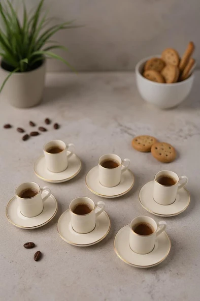 Bambum Dante - 6 Kişilik Kahve Fincan Takımı Altın - Resim 4