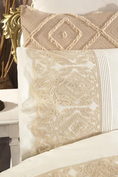 Çeyiz Diyarı Hürrem 10 Parça Battaniyeli Çeyiz Seti Bej - Resim 4