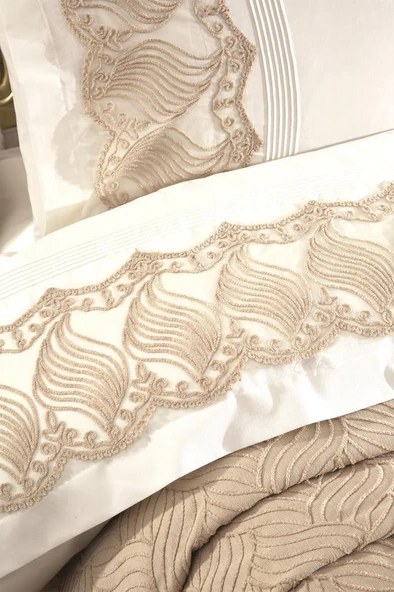 Çeyiz Diyarı Anka 10 Parça Battaniyeli Çeyiz Seti Bej - Resim 3