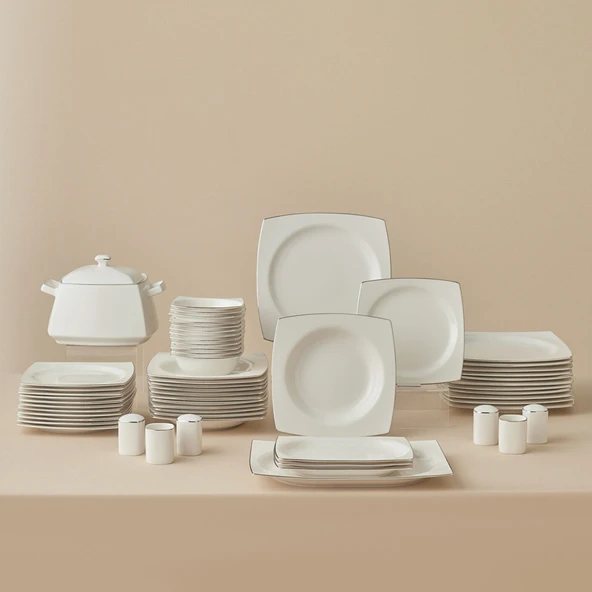 Karaca Talia Fine Cream Yemek Takımı Platin Takımı Yedek Parça Kare 153.03.07.7259 - 9