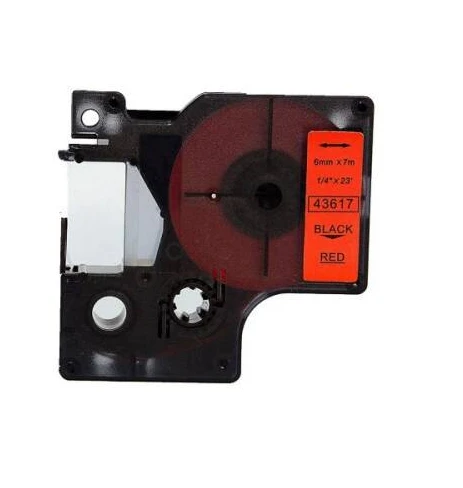 Dymo 43617 Kırmızı Üzerine Siyah 6mm Muadil Etiket - 3