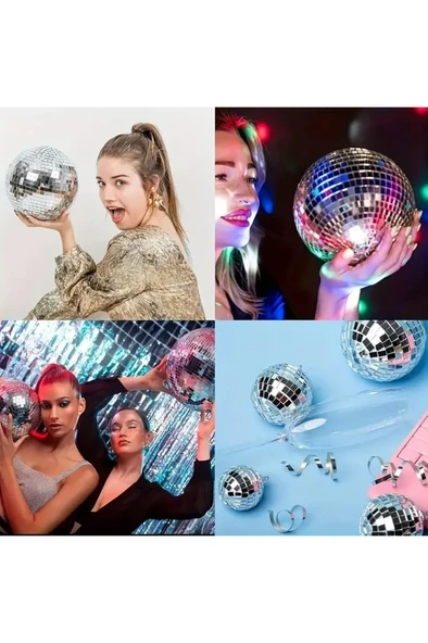 Disko Topu Yapma 4 Rulo Gümüş Aynalı Mozaik Taşlı Dekor Bant Kare Cam Ayna Taş Parti Takı Bandı ürün görseli 1