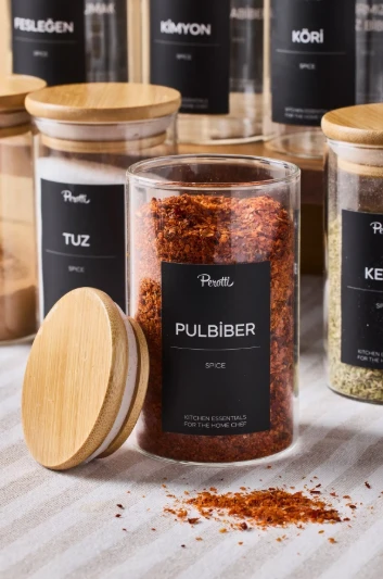 Perotti Eraldo 12'li Bambu Kapak Borosilikat Cam Baharatlık 250ml 10x6cm 16527 - 2