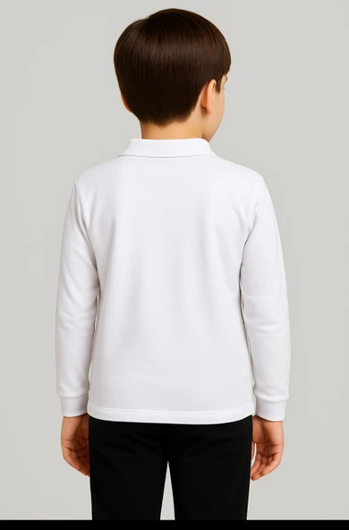 GALA yakalı düz uzunkol unisex tişört - Resim 5