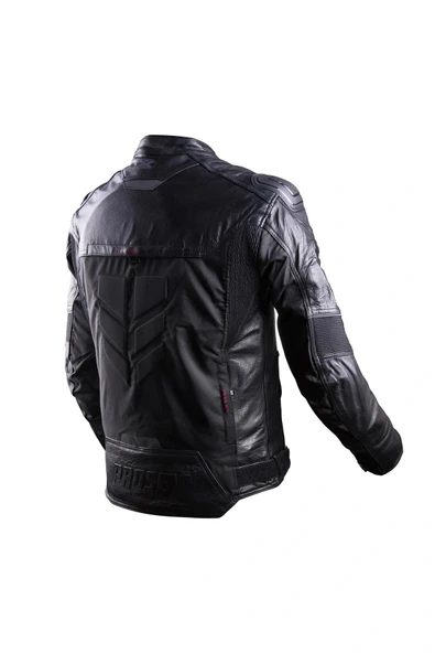 FALCON 4 MEVSİM SİYAH DERİ MOTOSİKLET MONT - 2