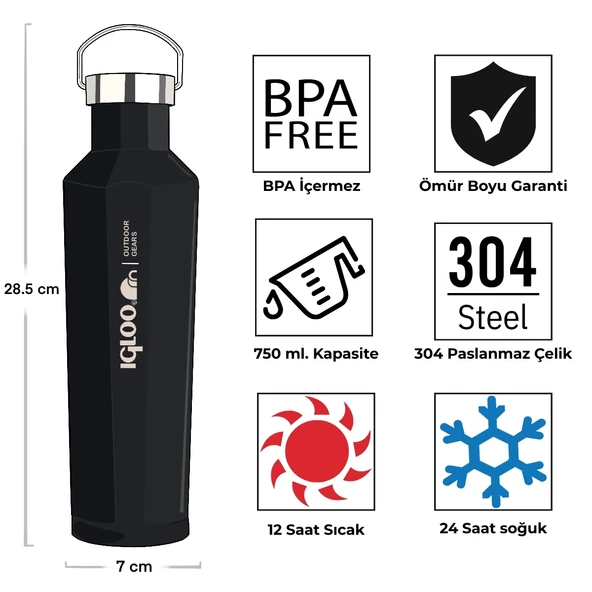 Igloo Pentagon Termos 750ml-SİYAH - Resim 12