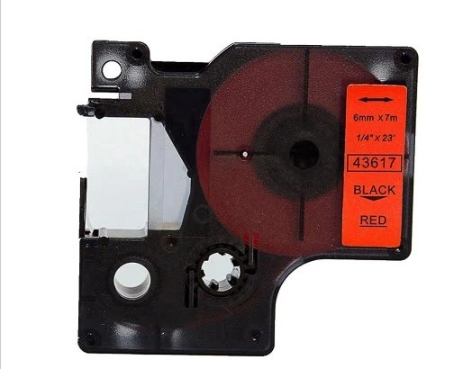 Dymo 43617 Kırmızı Üzerine Siyah 6mm Muadil Etiket - 2