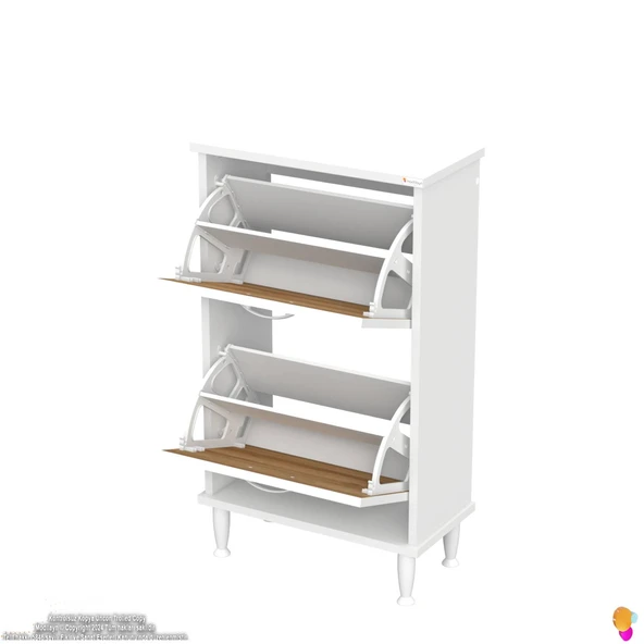 Modilayn UMAY Asma Kapı Önü 52x90x26 cm’ lik 2 Düşer Kapak 4 Göz Bölmeli Ayakkabılık - Resim 7