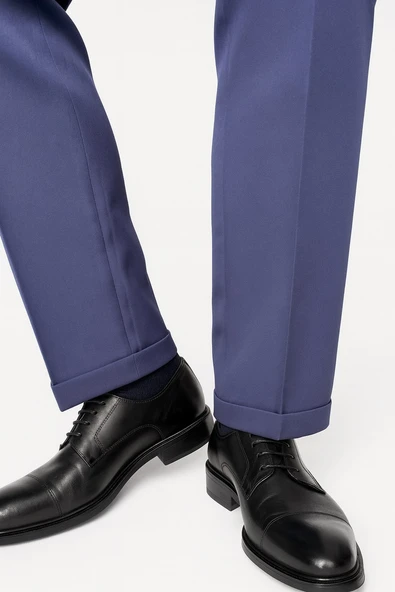 Erkek Lacivert Tek Düğme Slim Fit Takım Elbise - Şık Ofis ve Davet Kombini - Resim 6