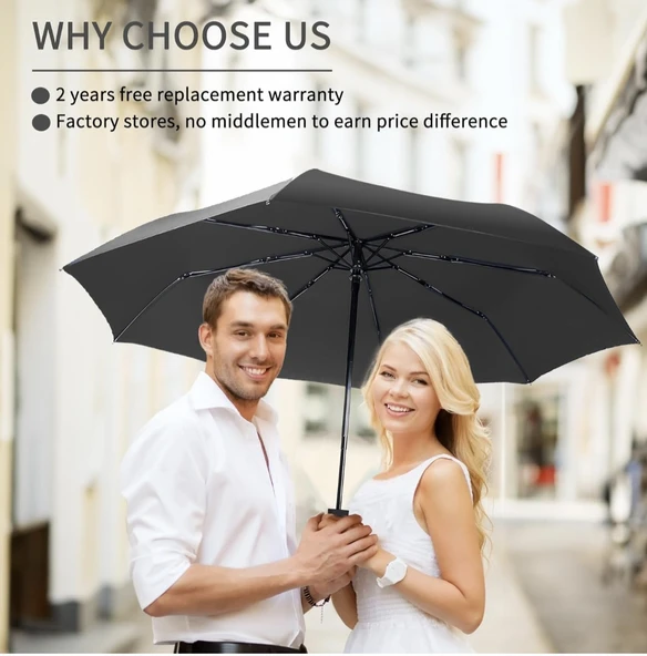 10 Telli Siyah Kaliteli Şemsiye - Resim 4