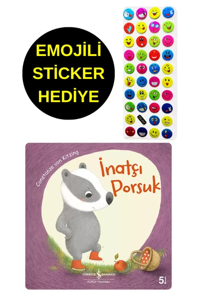 EMOJİLİ  STİCKER HEDİYE  - OKUL ÖNCESİ RESİMLİ KİTAPLAR  - İNATÇI PORSUK ürün görseli