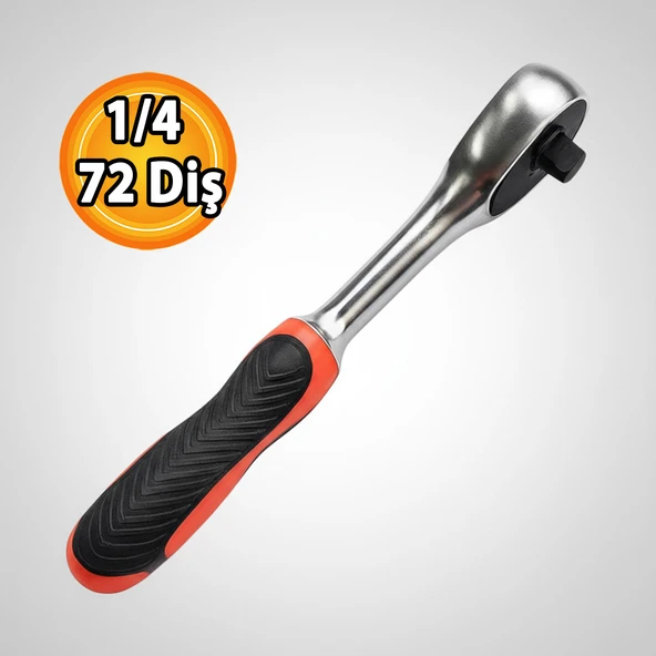 Cırcır Lokma Kolu 72 Diş 1/4 Sağlam Gövde Krom Vanadyum Aşınmaya Dayanıklı Metal Tamir Anahtarı - 2