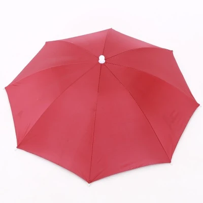 Kafaya Takılan Şemsiye Gölgelik Plaj Yazlık Kafa Şemsiyesi- Kırmızı - Resim 2