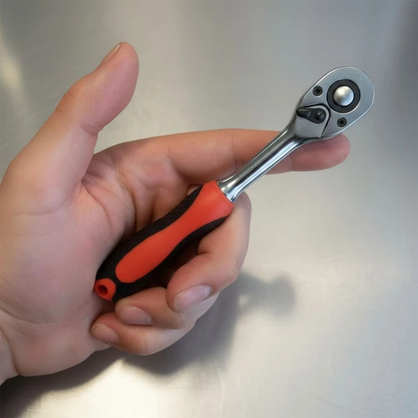 Cırcır Lokma Kolu 72 Diş 1/4 Sağlam Gövde Krom Vanadyum Aşınmaya Dayanıklı Metal Tamir Anahtarı - 4