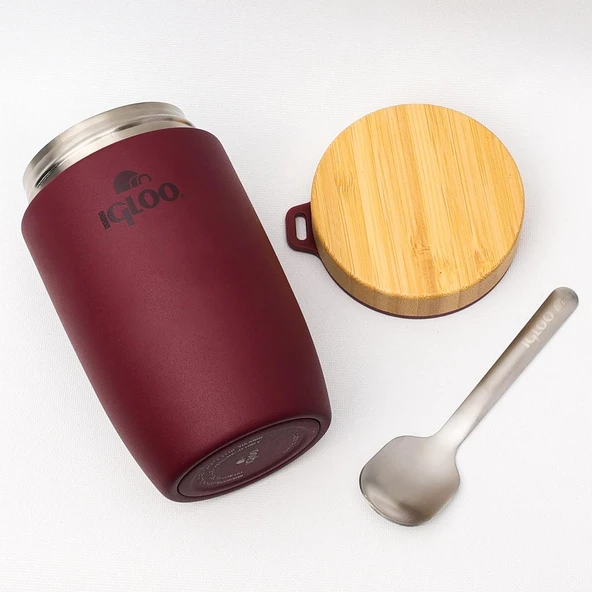 Igloo Bamboo Yemek Termosu 500ml-BORDO - Resim 5