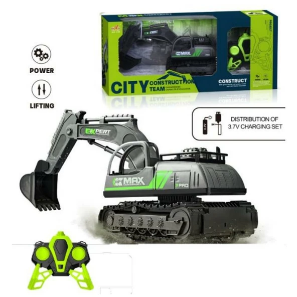 İş Makinaları Serisi - Şarjlı Uzaktan Kumandalı Excavator - Yeşil ürün görseli