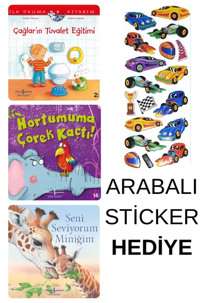 ARABALI STİCKER HEDİYELİ - OKUL ÖNCESİ RESİMLİ KİTAPLAR MASAL - ÇAĞLARIN TUVALET EĞİTİMİ - 3 KİTAP ürün görseli