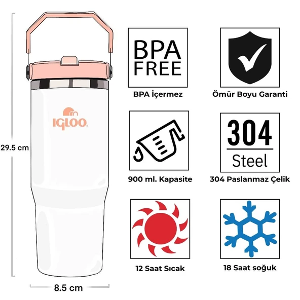 Igloo Powder Termos 900ml-BEYAZ - Resim 4