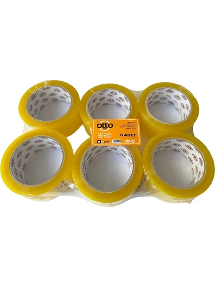 Otto Akrilik Şeffaf Koli Bandı Bant 45mmx100 Metre 6'Lı Paket