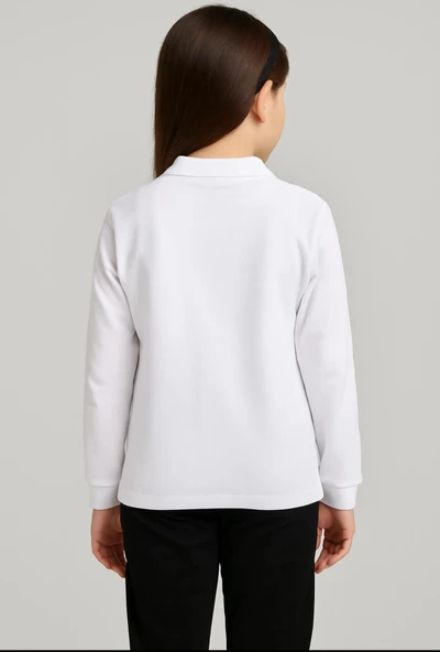 GALA yakalı düz uzunkol unisex tişört - Resim 3