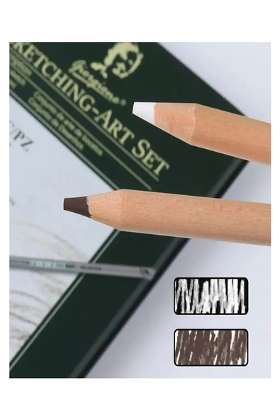 Karakalem Seti 10 Parça 1 Paket Teneke Metal Kutu Eskiz Çizim Seti Kara Kalem - 3