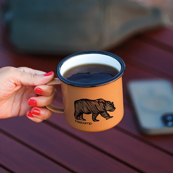 FreeCamp Campers Emaye Mug 350ml-BEJ - Resim 5