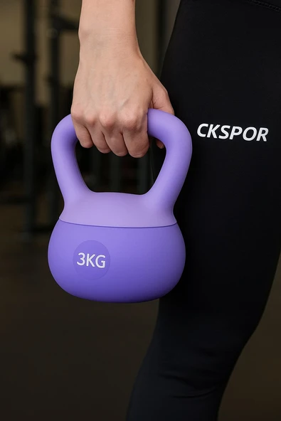 3  KG Soft Kettlebell – Yumuşak Tabanlı Metal Kumlu, Ses Yapmaz Darbeye Dayanıklı Çift El Ağırlık ürün görseli