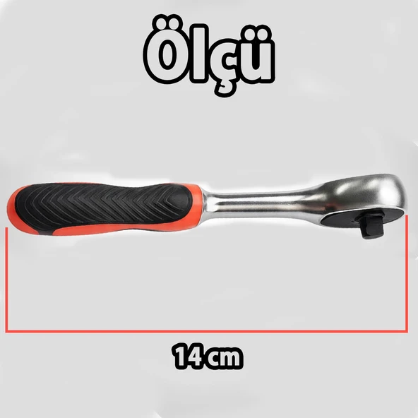 Cırcır Lokma Kolu 72 Diş 1/4 Sağlam Gövde Krom Vanadyum Aşınmaya Dayanıklı Metal Tamir Anahtarı - 3