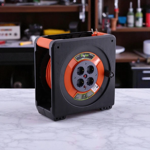 Kaset Tipi 3x1.5 mm² 35 Metre Makaralı Uzatma Kablosu CCA 4 Prizli Termal Korumalı Dayanıklı Plastik - Resim 8